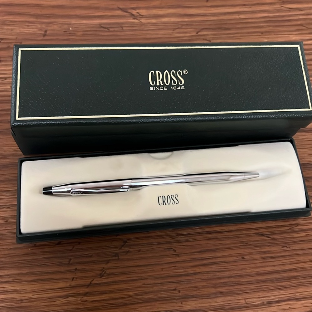 NIB Cross Silver Refillable Black Ballpoint Pen